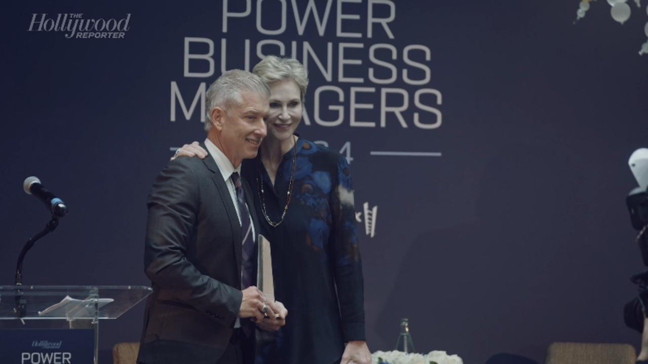 Jane Lynch Presents THR’s Business Manager Icon Award to John McILwee at The Hollywood Reporter’s Power Business Mangers Eve