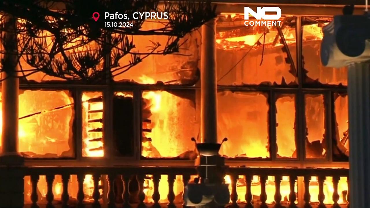 Historic neoclassical building in Paphos severely damaged by fire