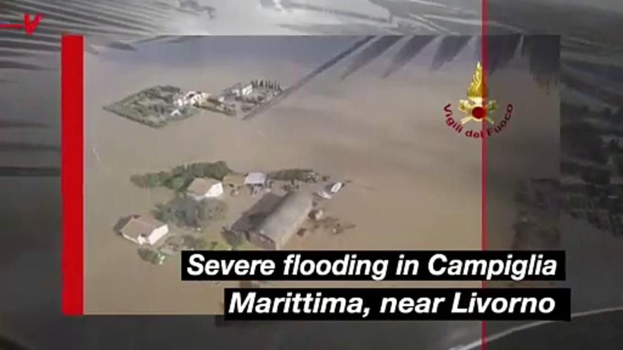 Aerial Footage Reveals Flooding and Evacuations in Central Italy After Severe Storms