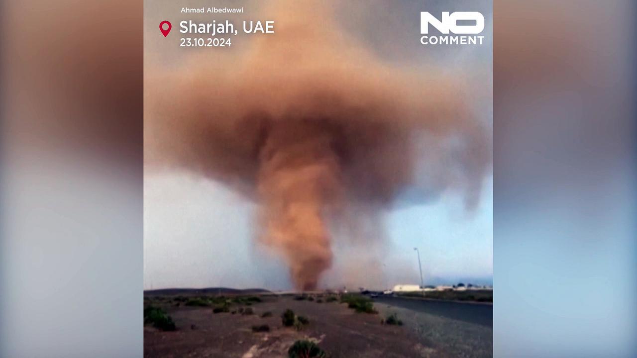 Stunning footage of huge dust tornado swirling near Sharjah in UAE