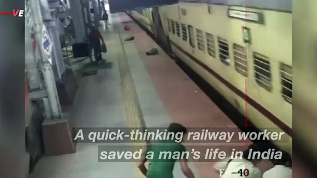 Railway Worker Makes Heroic Rescue At Train Station