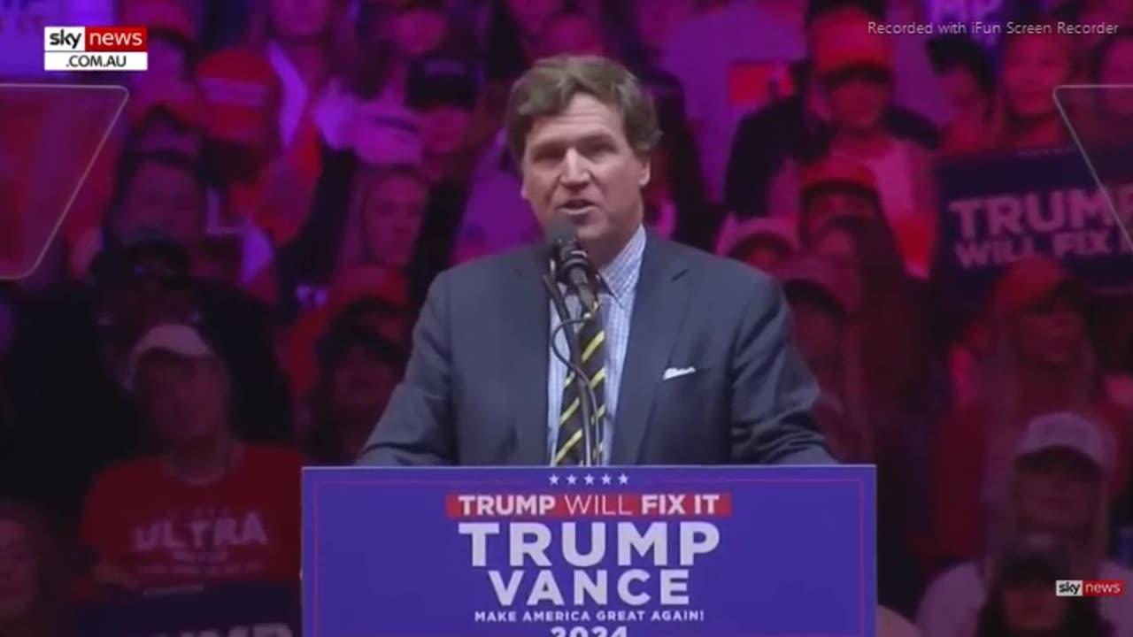 TUCKER CARLSON SPEECH TRUMP RALLY, NY CITY, MSG ARENA -  9 mins.