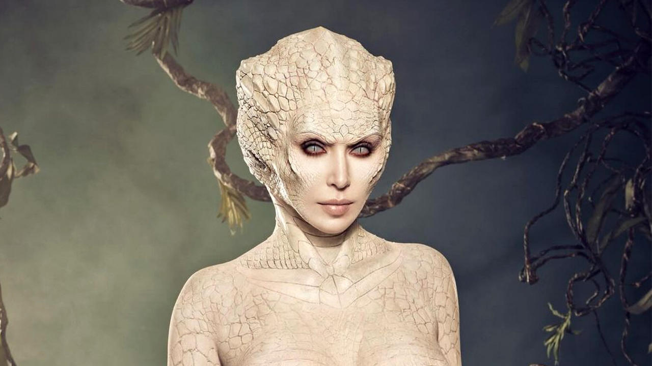 Kim Kardashian Morphs into Albino Alligator for Halloween