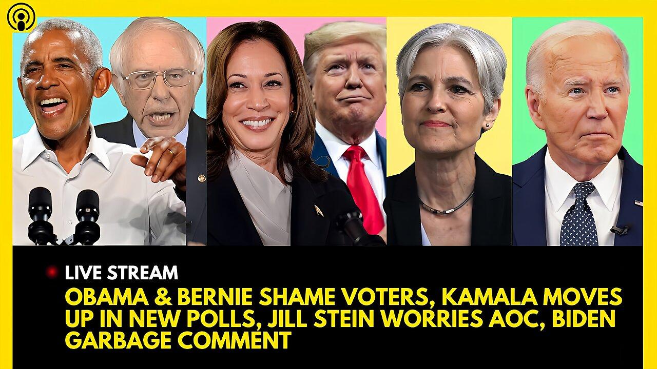 OBAMA & BERNIE SHAME VOTERS, KAMALA POLL INCREASE, BIDEN GARBAGE REMARK, AOC FEARS JILL IN WISCONSIN