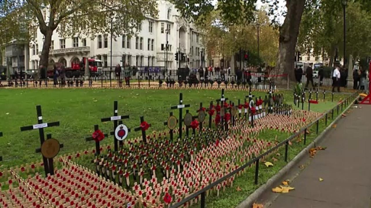 People gather to mark Armistice Day in Westminster