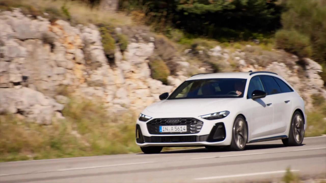 The new Audi A5 Avant in Glacier white metallic Driving Video