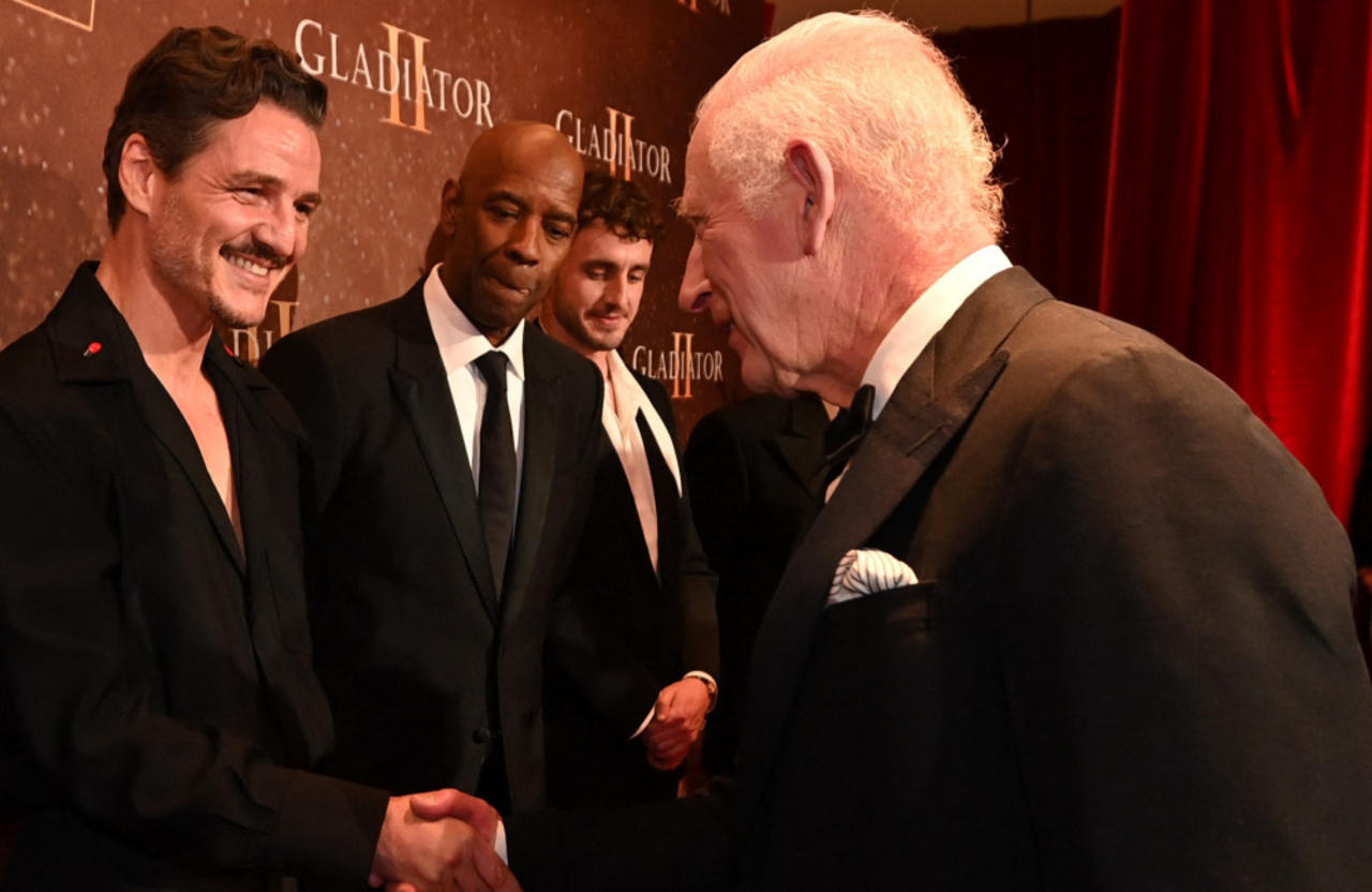 King Charles met the star-studded cast of Gladiator II at the movie's world premiere in London