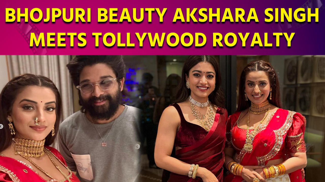 Akshara Singh Poses with Heartthrob Allu Arjun and Gorgeous Rashmika Mandanna