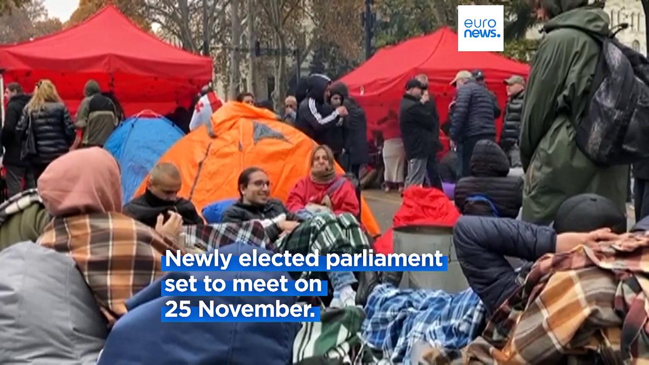 Georgian opposition starts round-the-clock protest in Tbilisi calling for election rerun