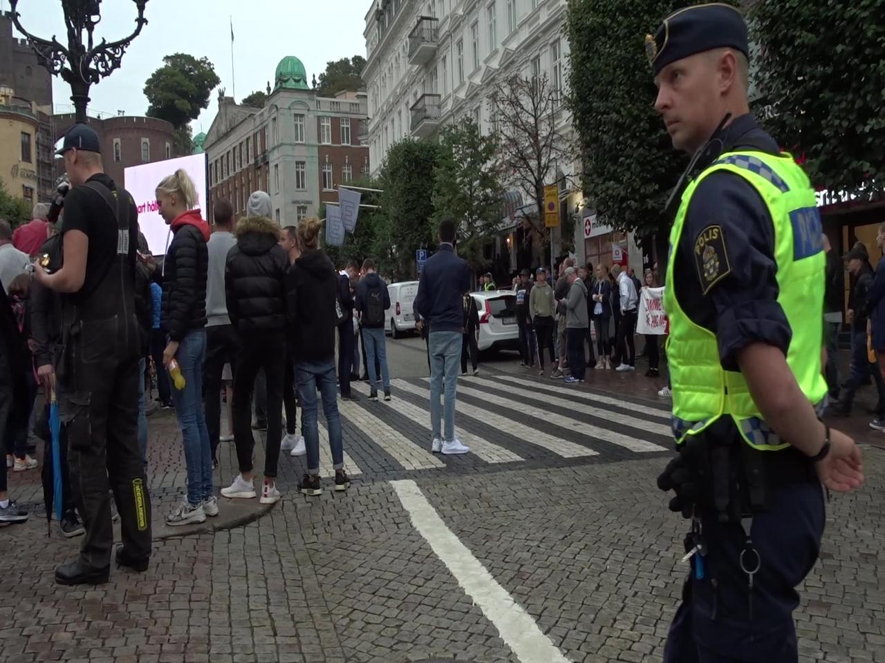 Jimmie Åkesson håller torgmöte. Stortorget i Helsingborg 30 Aug. 2018