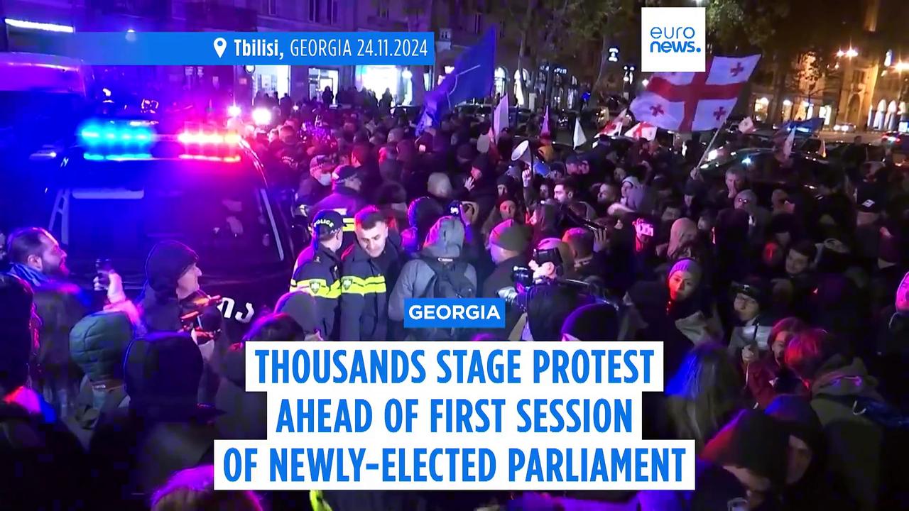 Georgian protesters rally in Tbilisi ahead of first session of newly-elected parliament