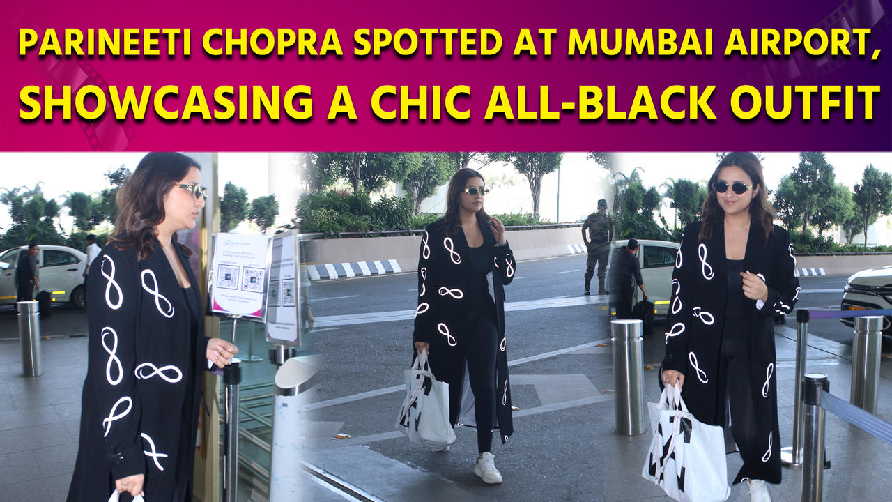 Parineeti Chopra Spotted At Mumbai Airport, showcasing a chic all-black outfit