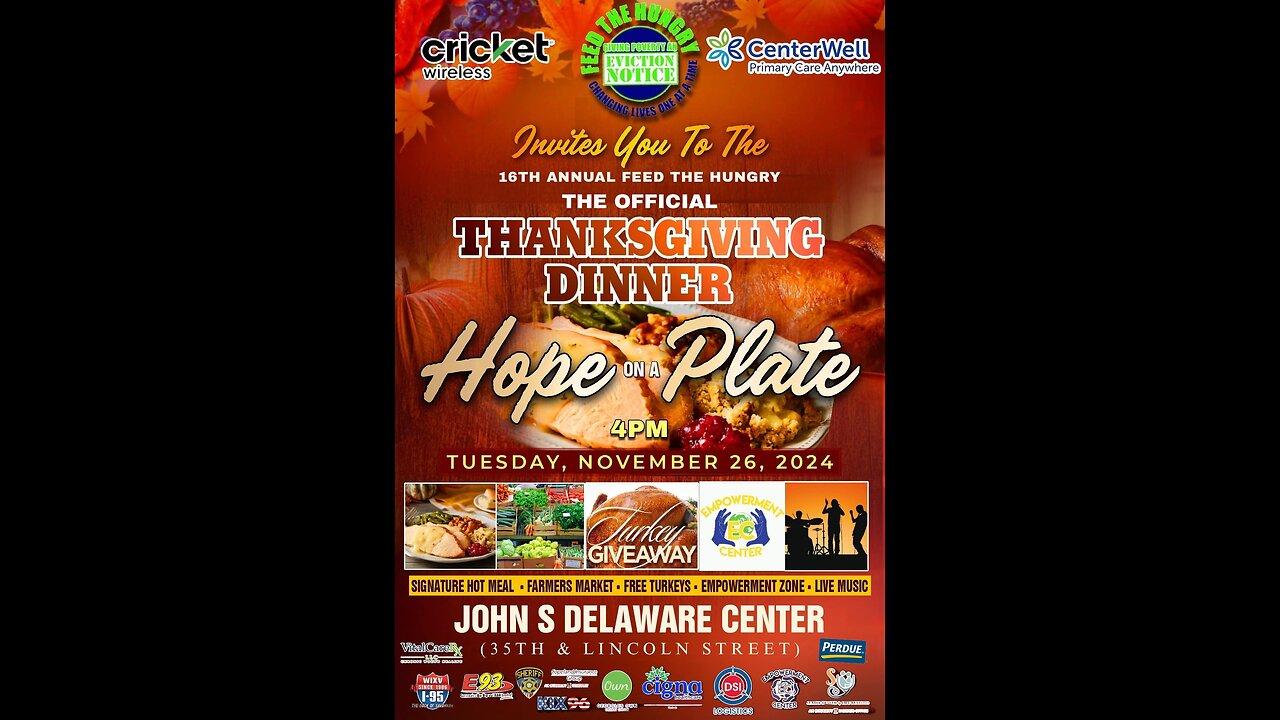 Savannah Feed the Hungry 16th Annual Thanksgiving Holiday Dinner!!! Hope on a Plate!!!