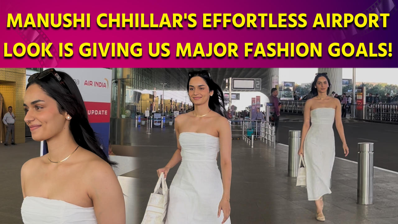 Manushi Chhillar Stuns in a White Off-Shoulder Dress at Mumbai Airport!