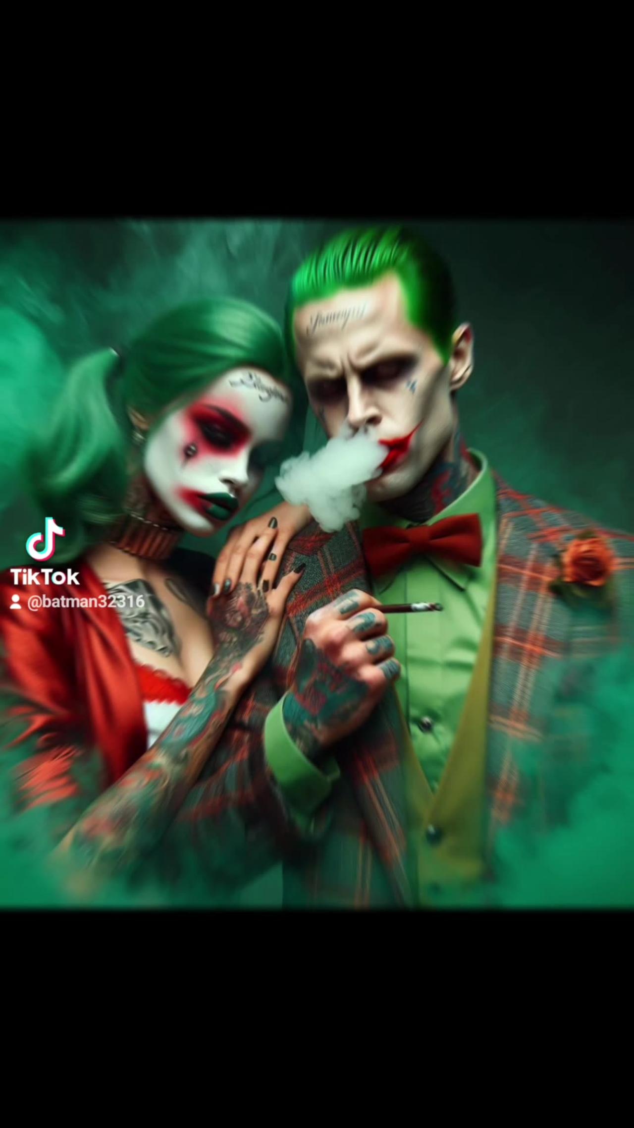 Joker and Harley Quinn smoking ai art