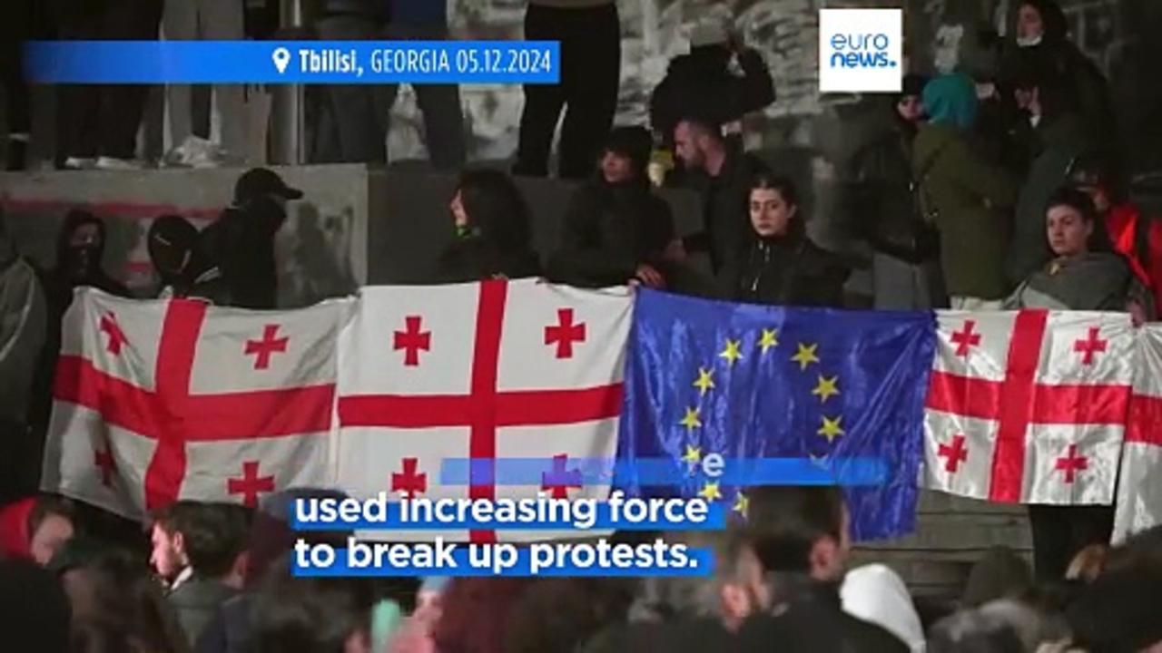 Protests across Georgia against suspension of EU accession talks enter second week