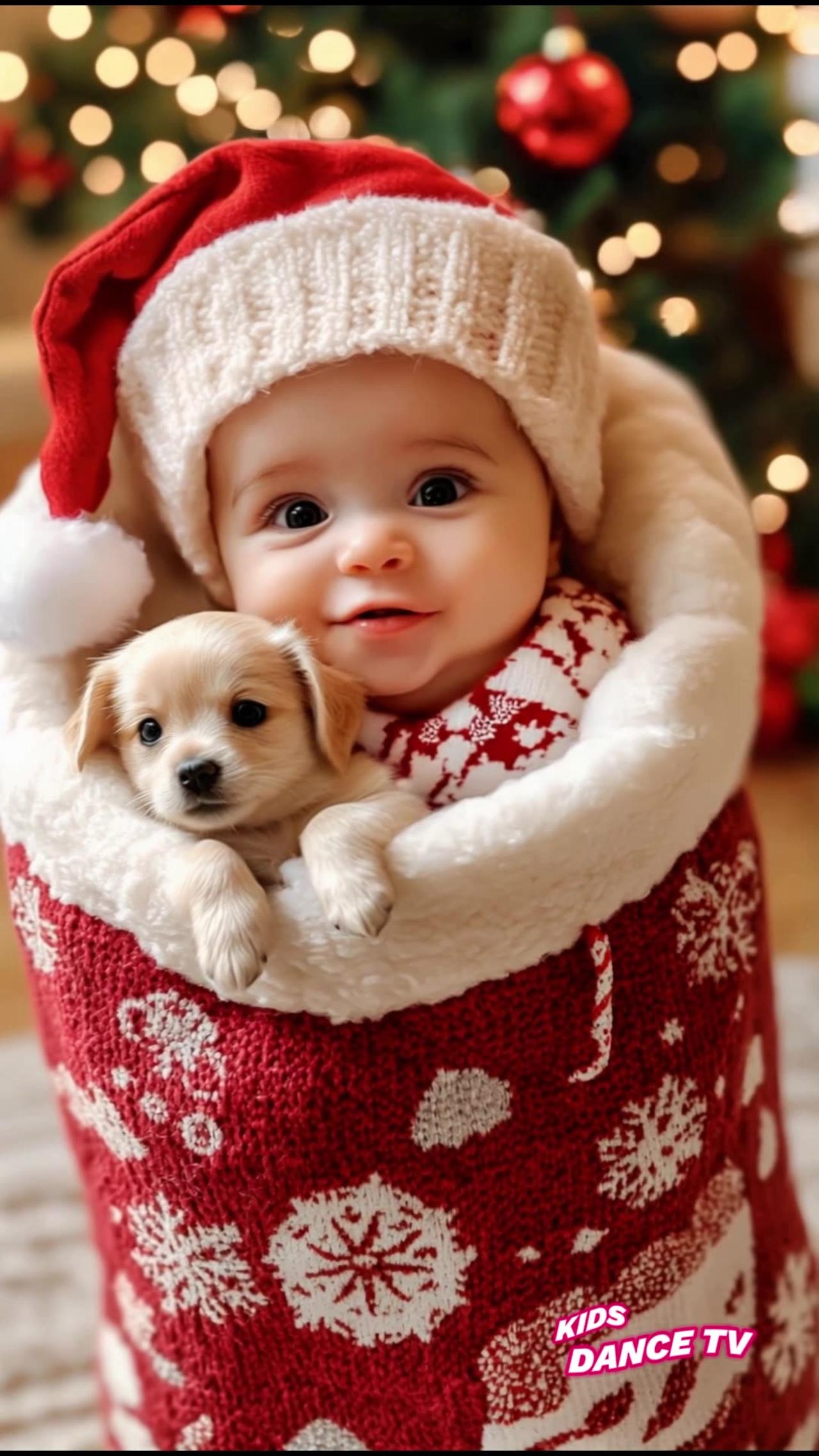 🎄🤶 Cutie celebrate Christmas with Puppy 🐶🎄