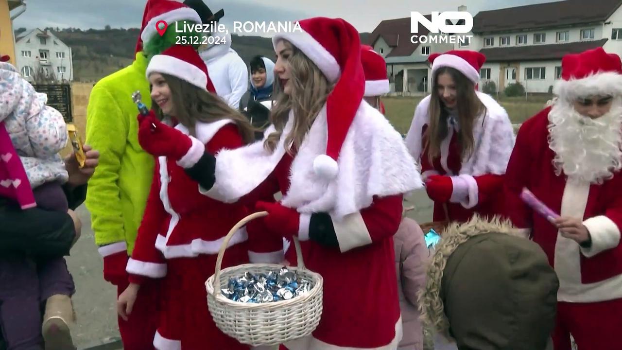 Santa's parade brings joy and sweets to Romania