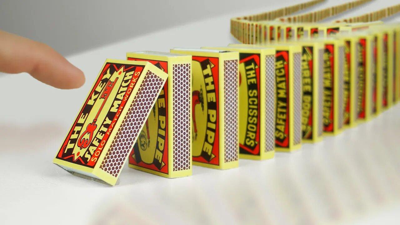 I Built the Largest Matchbox Domino Chain – Mind-Blowing Reaction!"