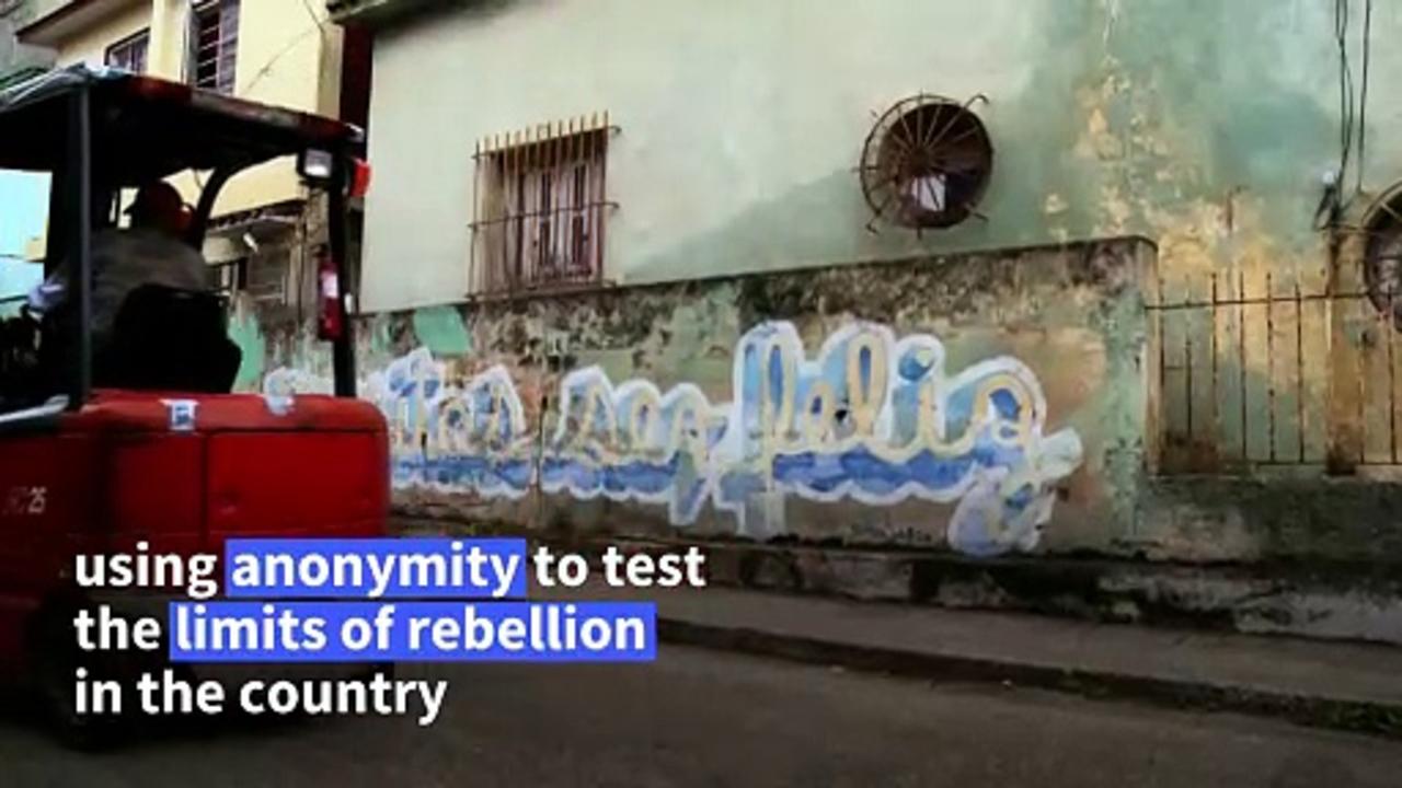 'You need to be happy': graffiti message resonates on walls of Havana