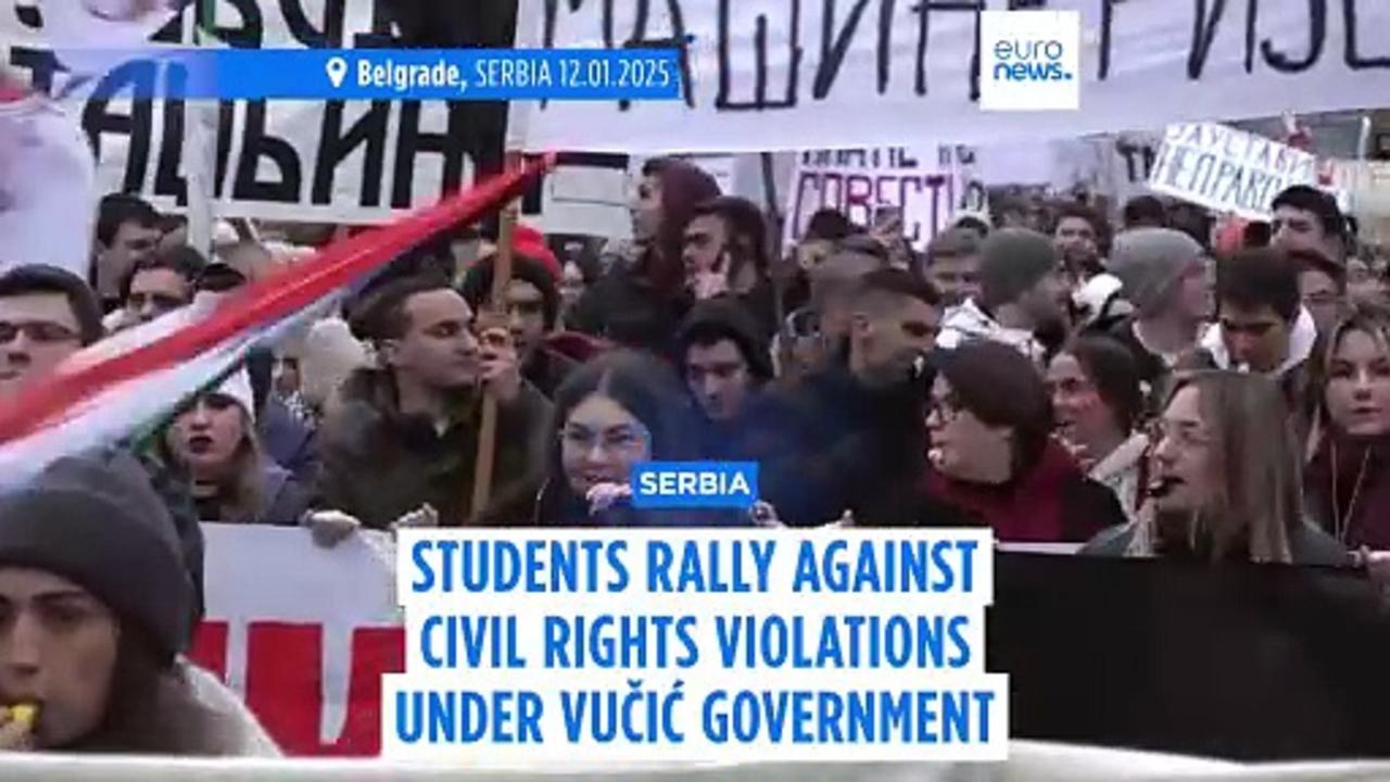 Serbian students rally against alleged civil rights violations under Vučić government