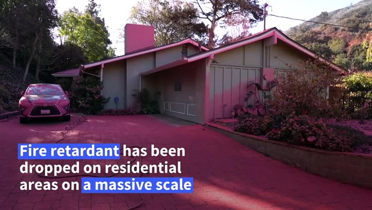 What is the pink stuff coating fire-ravaged Los Angeles?