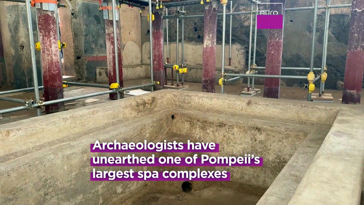 Pompeii archaeologists find 'once-in-a-century' private spa complex alongside banquet hall