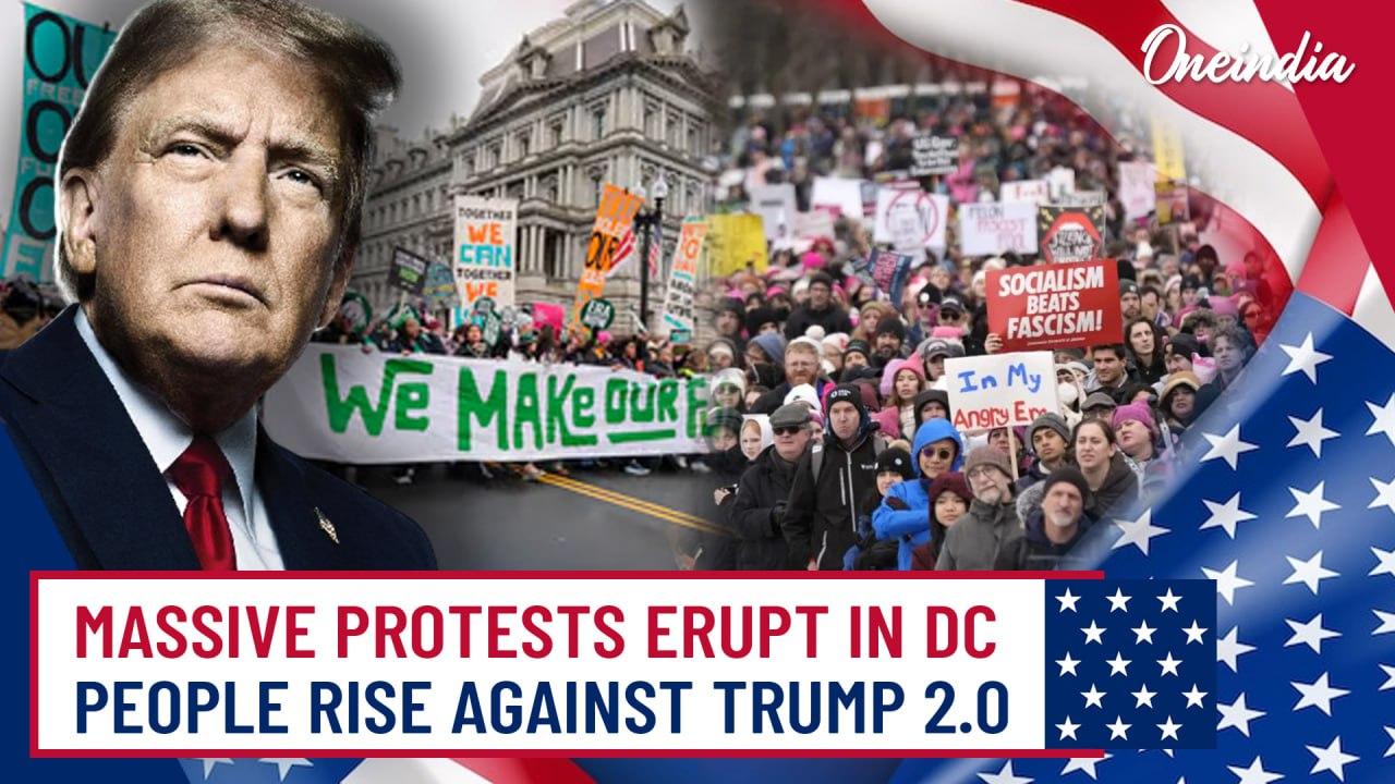 'Stand Up, Fight Back' - Women Protest Outside U.S Capitol to Halt Trump's Presidential Inauguration