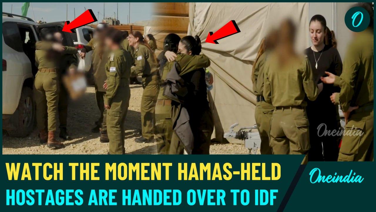 VIDEO | Moment Four Hostages Are Handed Over by Hamas to IDF | Emotional Scenes Caught on Cam