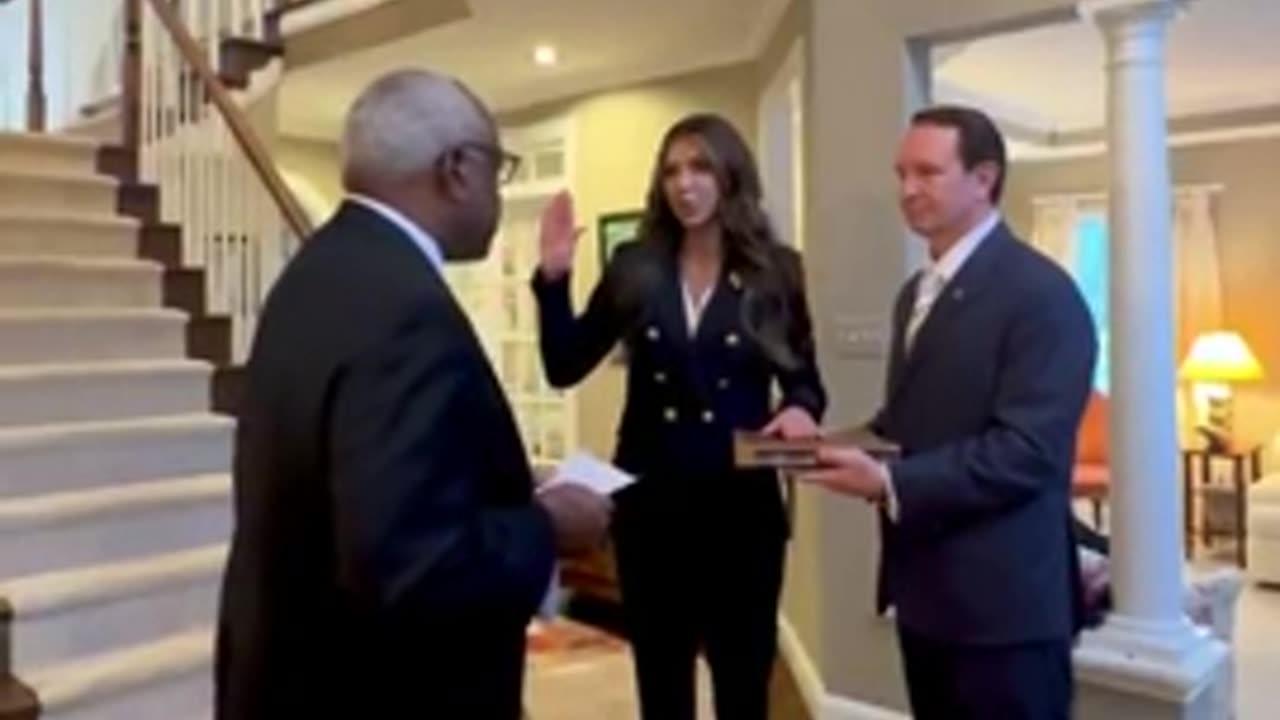 Kristi Noem is sworn in as Secretary of Homeland Security by Justice Clarence Thomas!