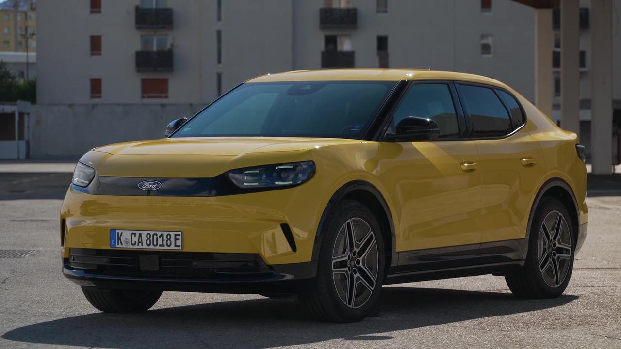 The new Ford all-electric Capri Design Preview in Vivid Yellow