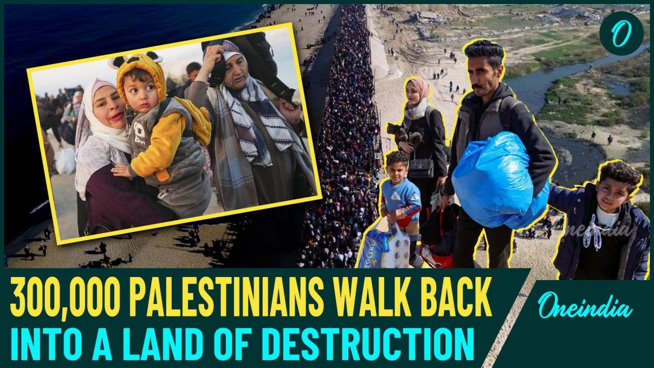 Israel-Hamas Ceasefire: Watch Thousands of Palestinians Walking Towards their broken homes in Gaza