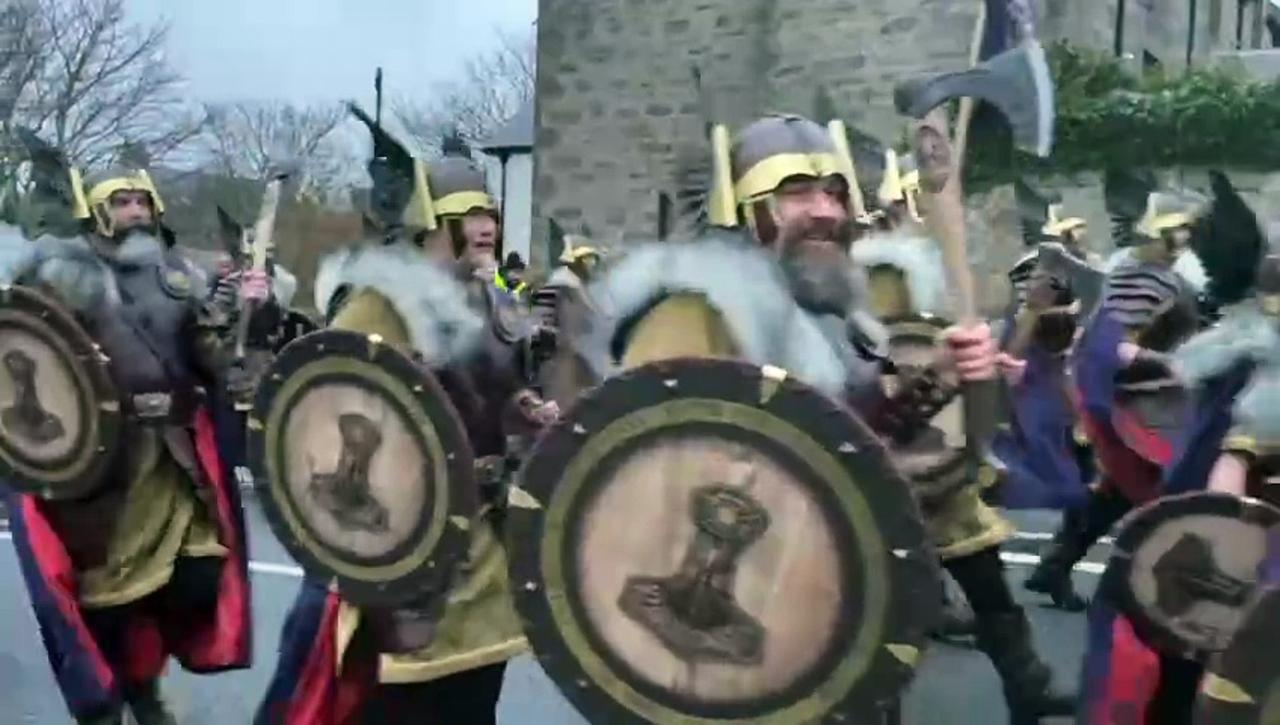 'Vikings' burn boats as festival gets underway on Scottish island