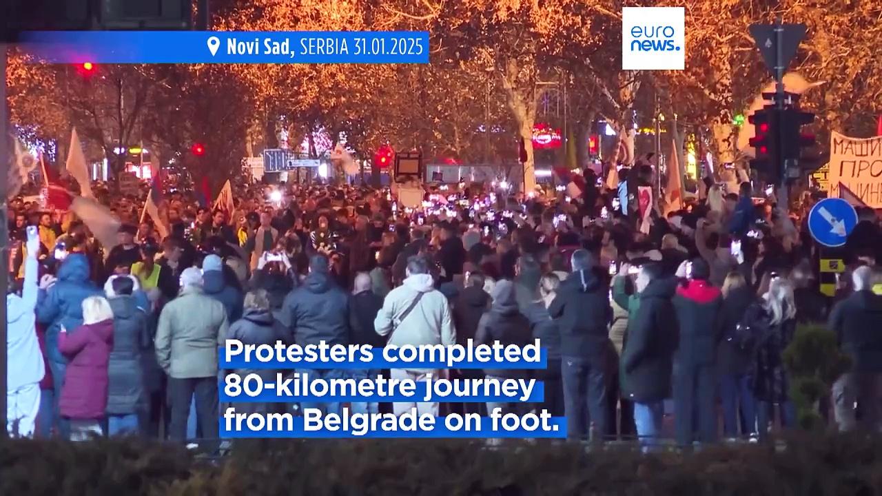 Serbian protesters finish two-day march to Novi Sad as anti-Vučić rallies continue