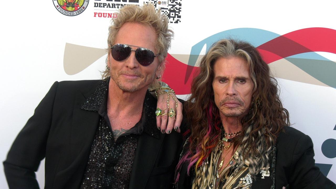 Matt Sorum and Steven Tyler on the red carpet at Steven Tyler’s 6th annual Grammy Awards viewing party