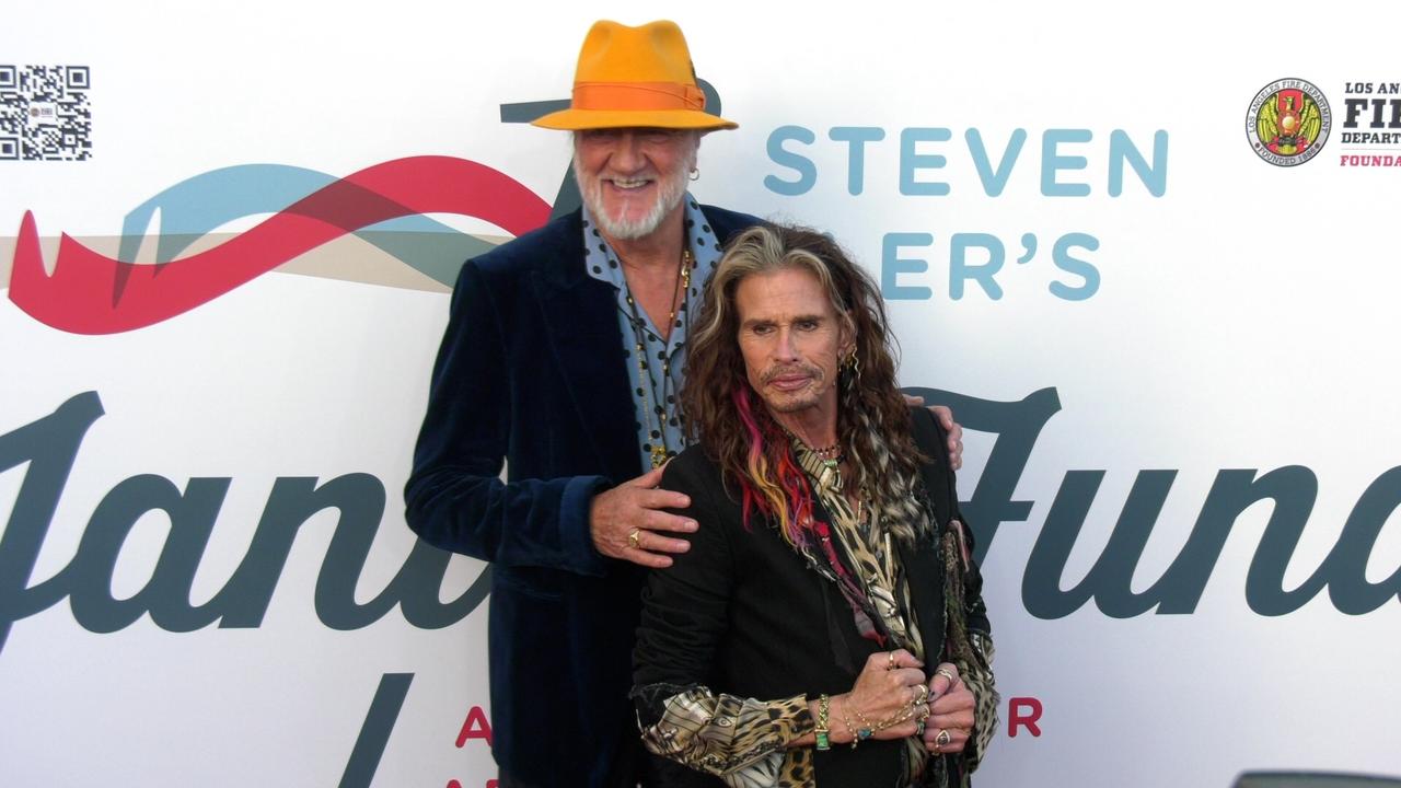 Mick Fleetwood and Steven Tyler on the red carpet at Steven Tyler’s 6th annual Grammy Awards viewing party