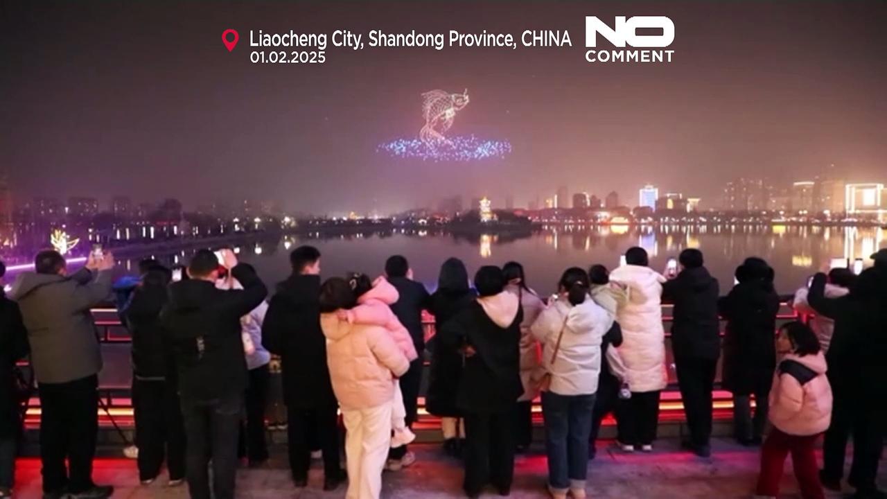 China celebrates Spring Festival with drone-piloted light shows