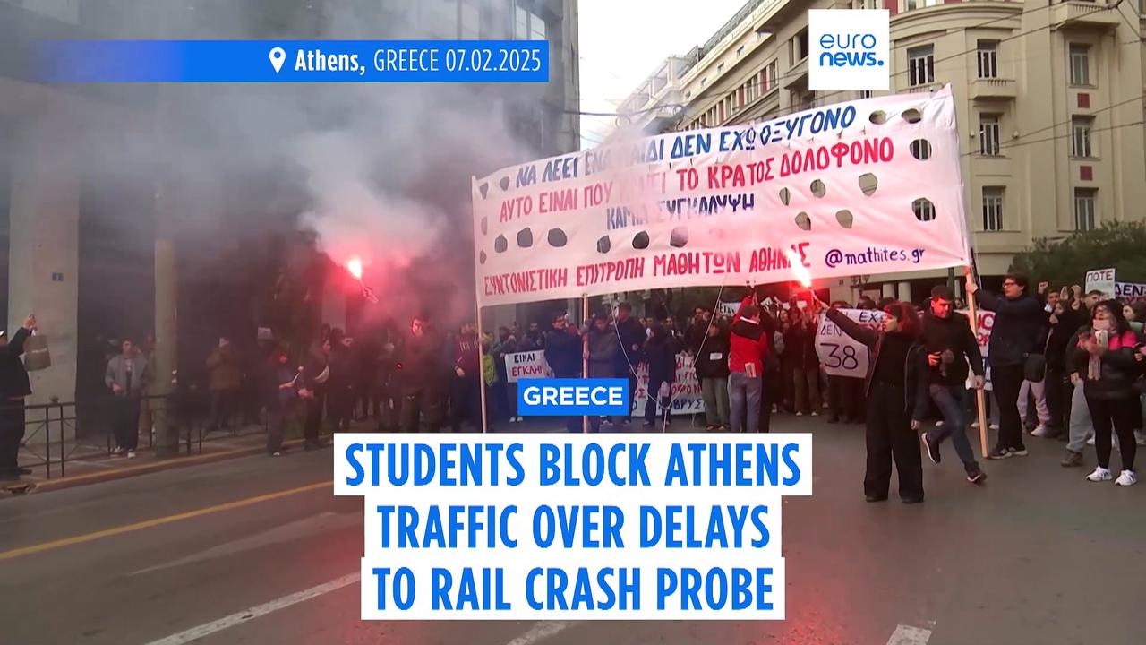 Thousands of students block traffic in Athens over delays to Tempi rail crash probe