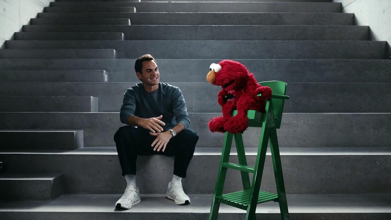 On Super Bowl 2025 Commercial with Elmo and Roger Federer