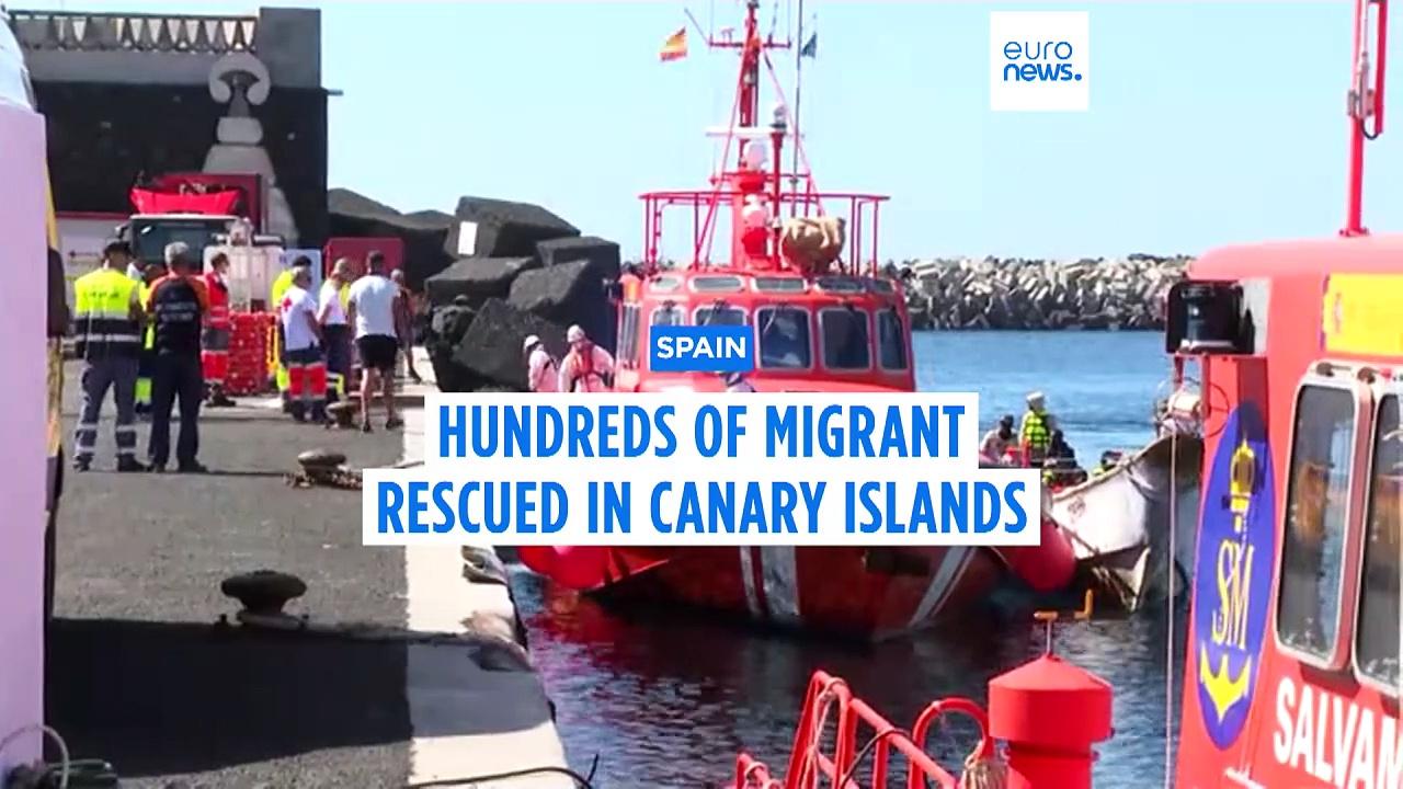 Hundreds of migrants rescued off the coast of the Canary Islands