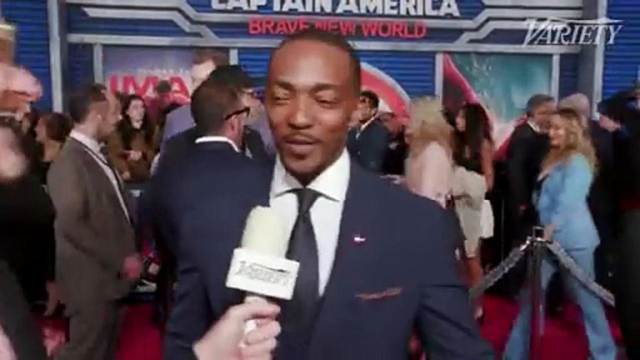 Anthony Mackie at the premiere of Captain America Brave New World