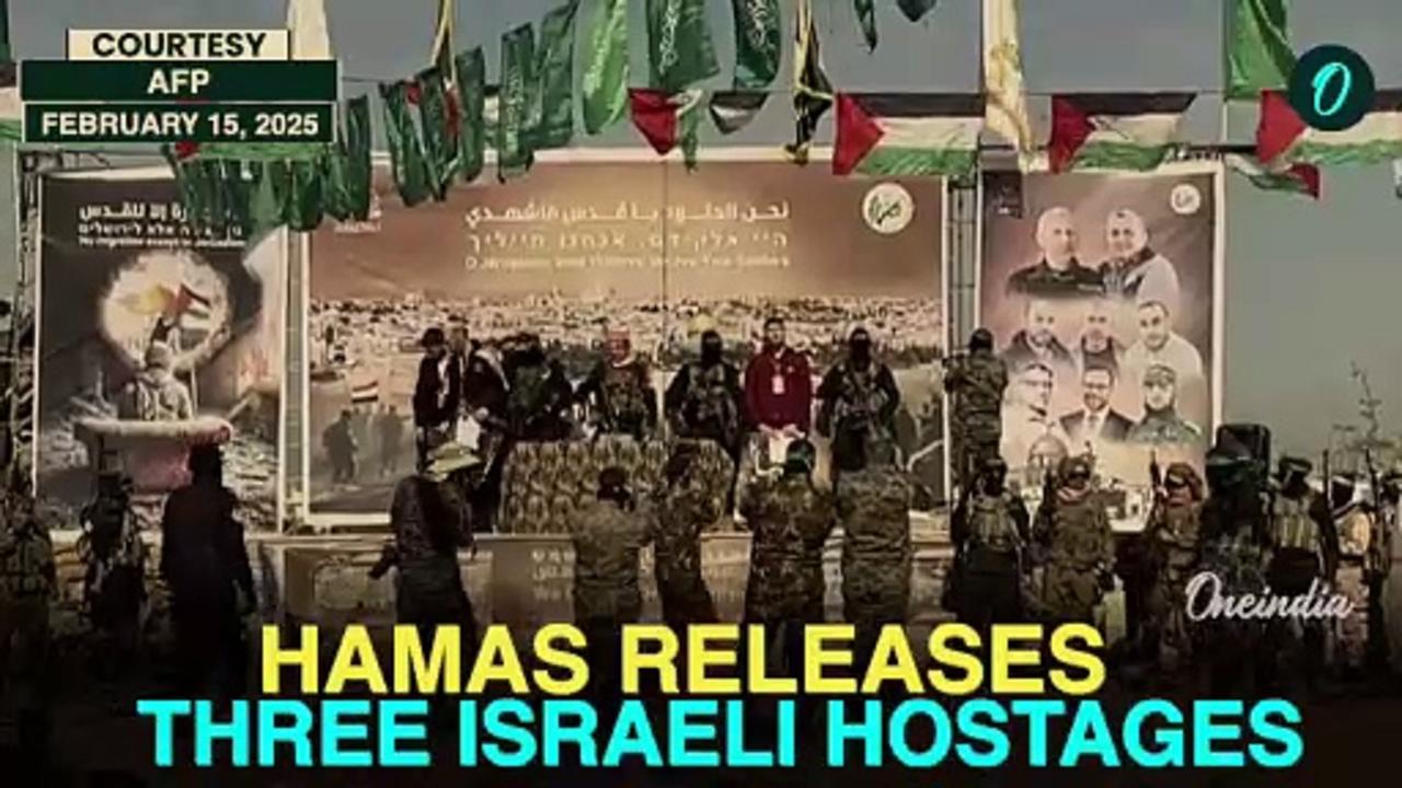 VIDEO: Moment When Hamas Fighters Hand Over Israeli Hostages To Red Cross | Hamas Releases Hostages