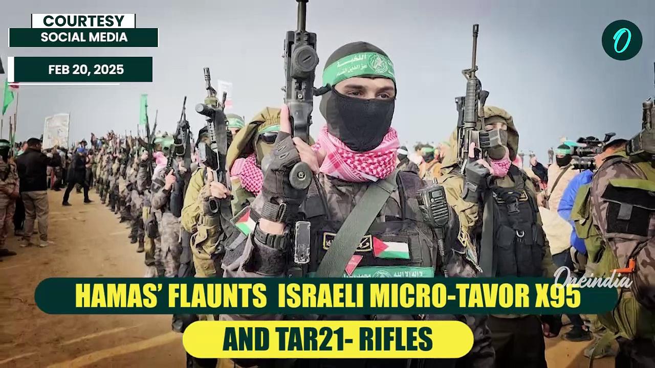 Hamas Puts Captured Israeli Tavor X95 And TAR-21 Rifles On Display As Hostage Bodies Return | Video