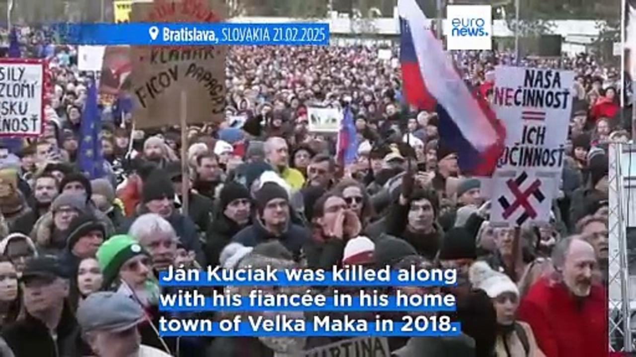 Thousands of Slovaks protest against PM Robert Fico, mark seventh anniversary of journalist's murder