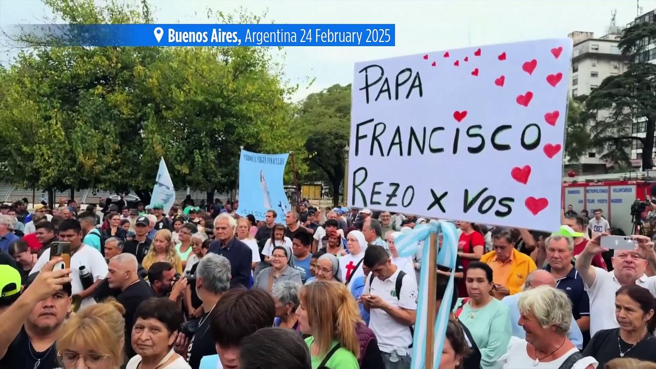 Pope Francis 'rested well' as thousands pray outside the Vatican