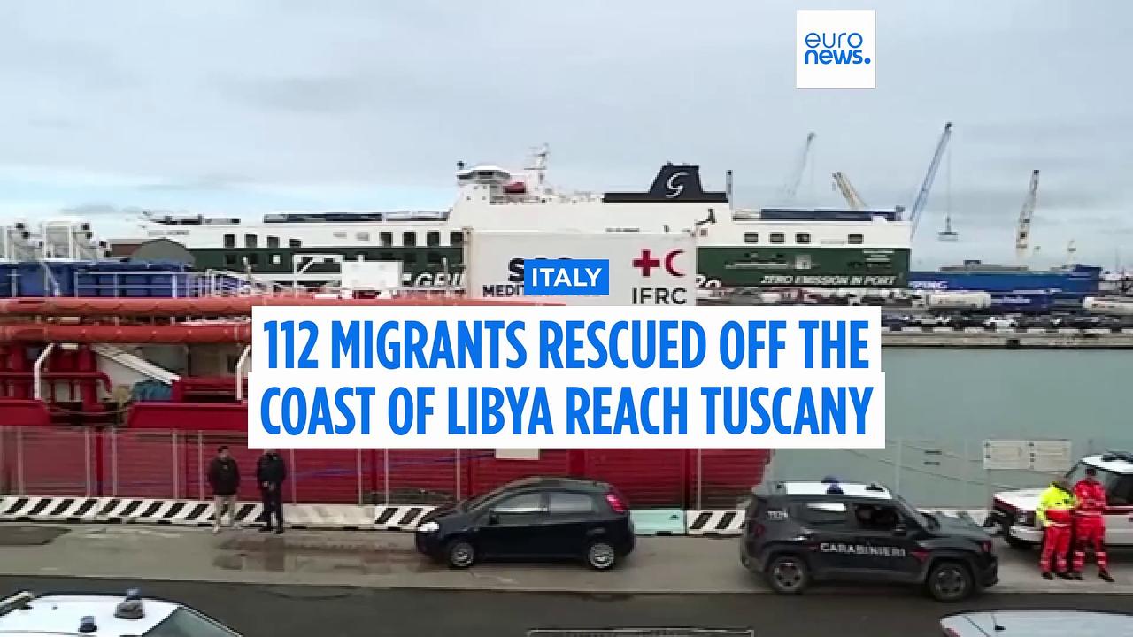 Around 112 migrants rescued off the coast of Libya reach Tuscany in Central Italy