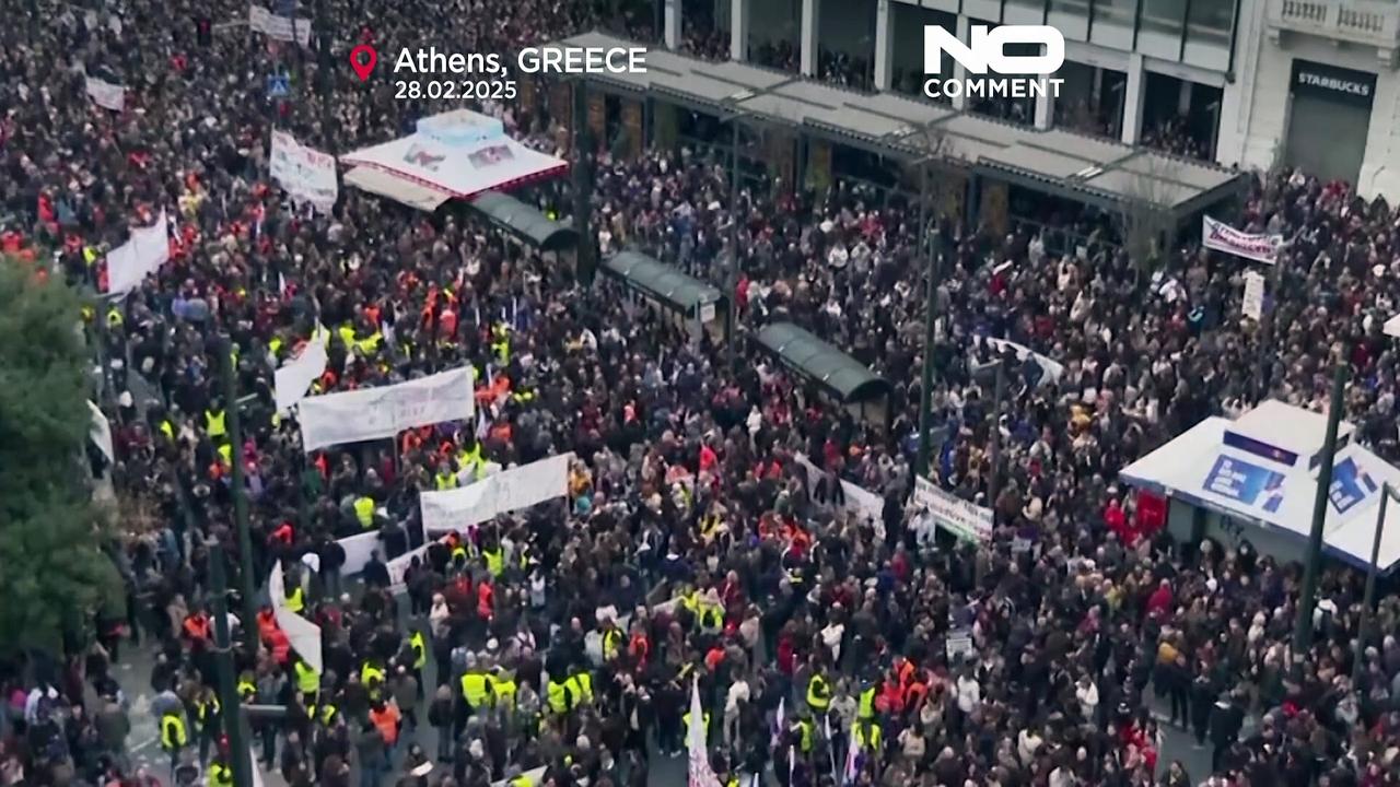 Clashes at mass protest in Athens on deadly train crash anniversary