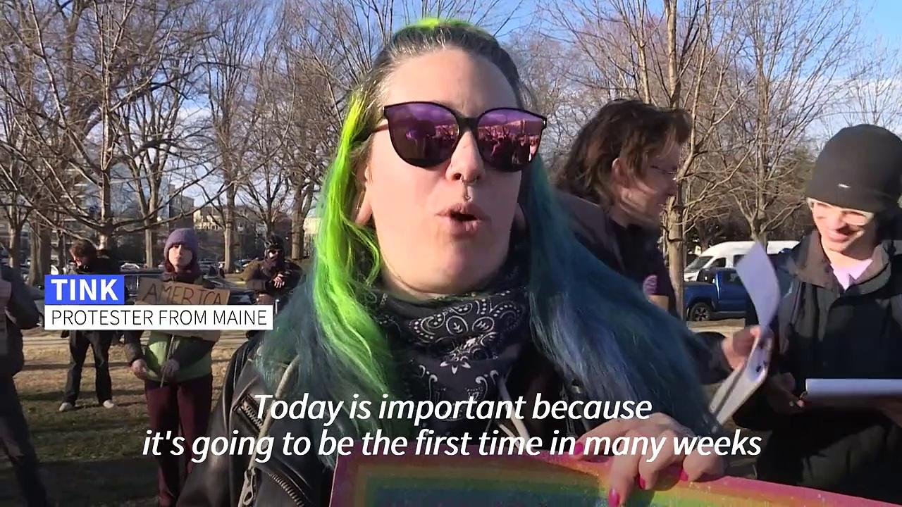 Protest outside US Capitol as Trump makes Congress address