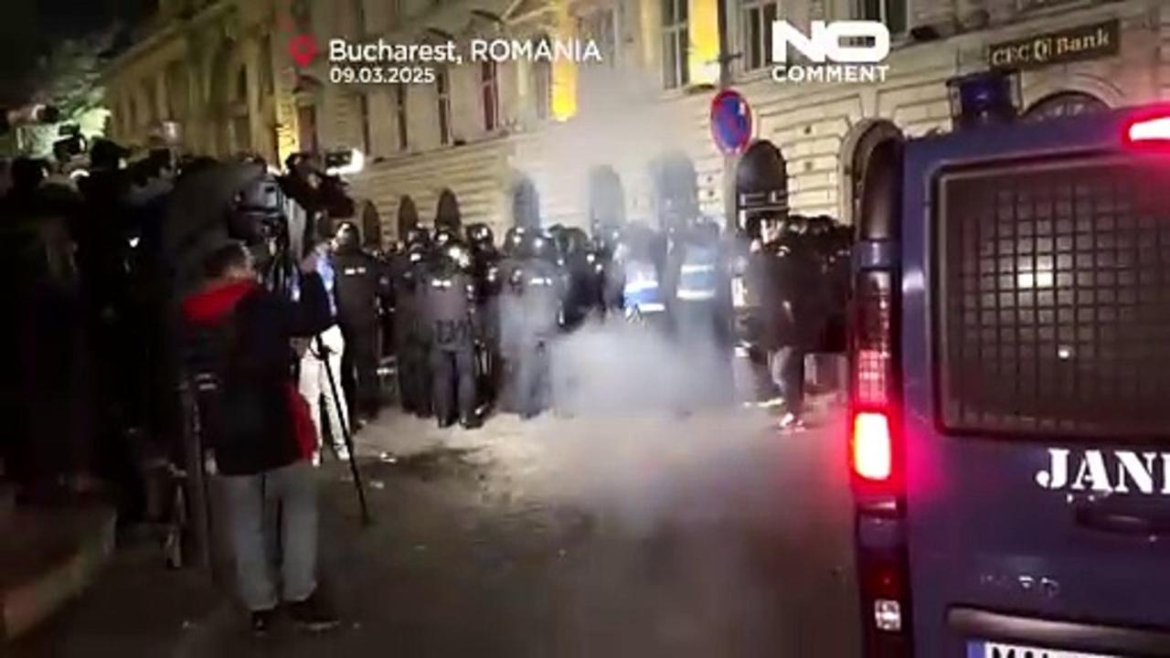 Protests erupt in Bucharest after Calin Georgescu barred from election rerun