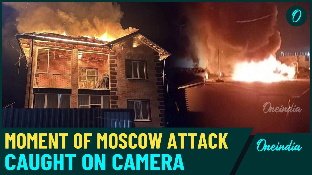 WATCH NOW : Massive drone attack on Moscow,  Fires engulf homes, People Run for Life in Panic